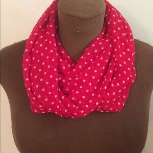 Handmade Red Polka Dot Women Crepe Infinity Scarf